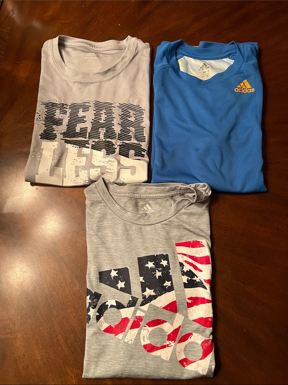 Bundle of 3 Boys adidas Tee- Blue, Light Gray, Heather Gray Graphic